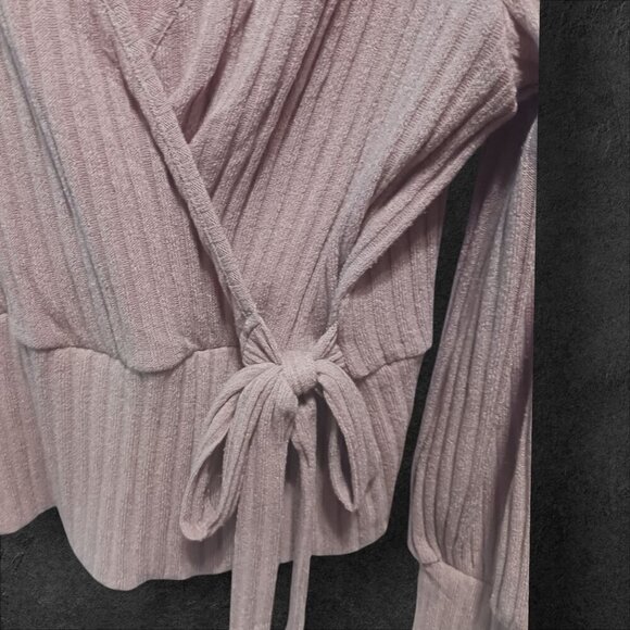 Perseption concept Ribbed faux Wrap Top color tan XLarge - Picture 6 of 6